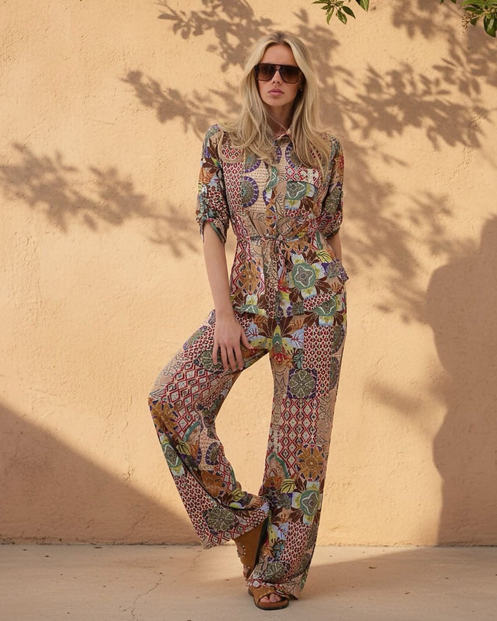 K-design - Blouse met print en trekkoordjes (C316)