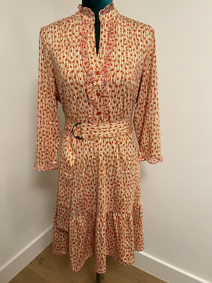 K-Design - Mini dress met print en riem (V309) - What Els!