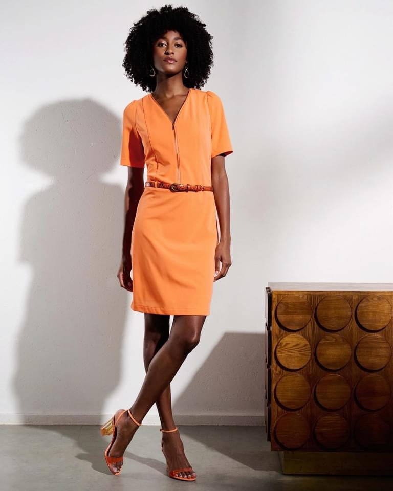 K-design - Mini dress met rits en bijpassende riem (Y661) - What Els!