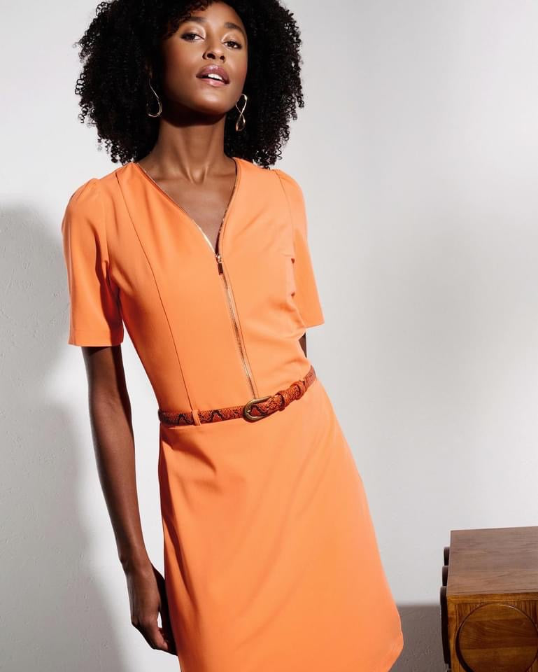 K-design - Mini dress met rits en bijpassende riem (Y661) - What Els!
