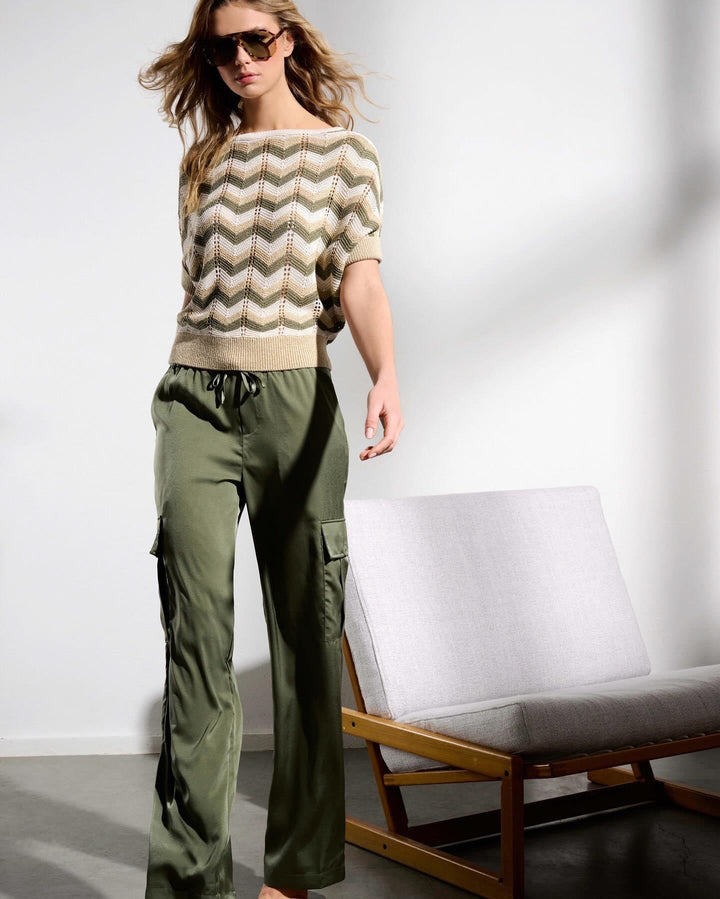 K-design - Satijnen cargo broek met zakken (Y750) - What Els!
