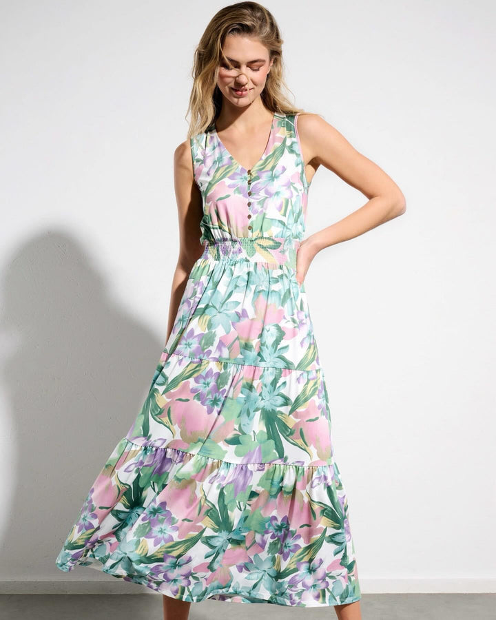 K-design - Maxi dress met print en volant (Y377) - What Els!