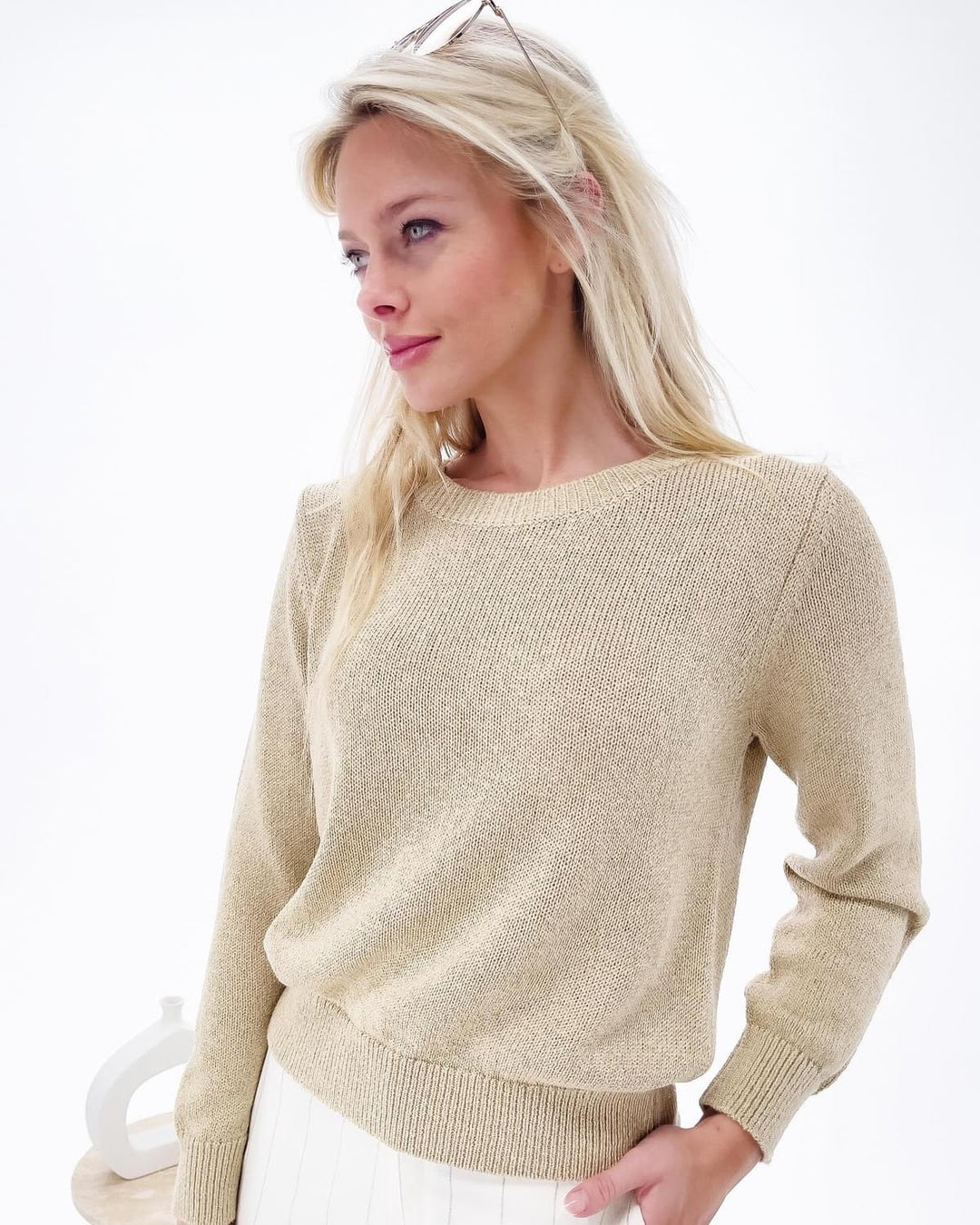 K-design - Pull met ronde hals en lurex (Y801) - What Els!