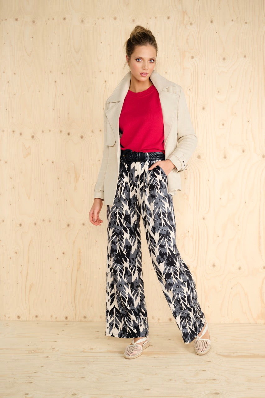 K-design - Broek met print en bijpassende riem (A100P907) - What Els!