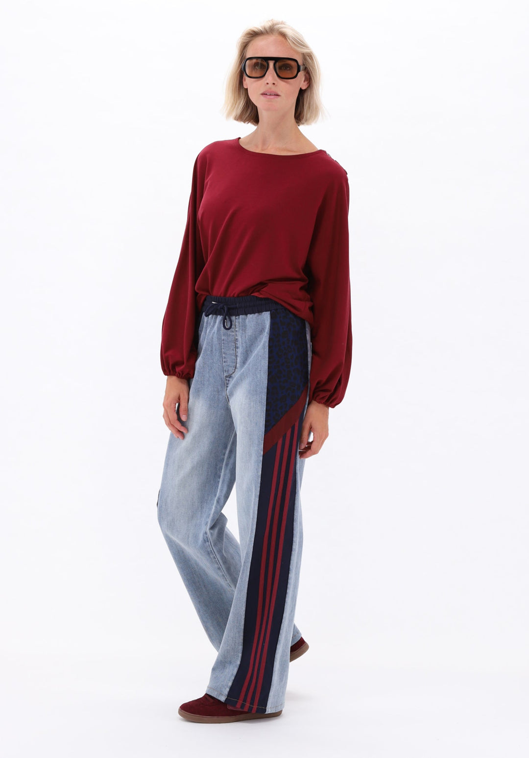 You're My Lobster — Jeans joggers met dierenprint & strepen publicity Blue denim