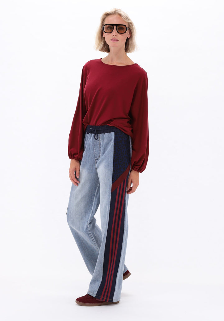 You're My Lobster — Jeans joggers met dierenprint & strepen publicity Blue denim