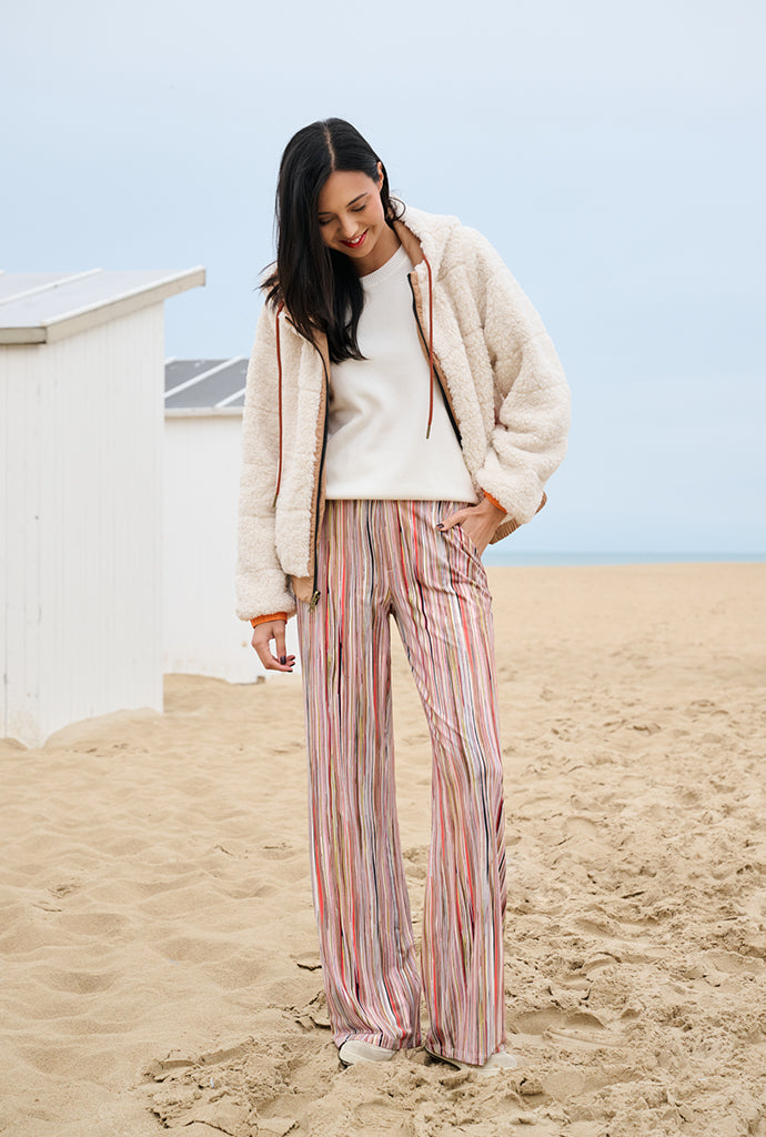 K-design - Broek met gestreepte print en bijpassende riem - What Els!