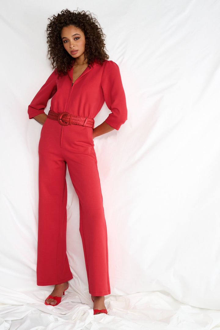K-design - Jumpsuit met rits en bijpassende riem (A716Lollipop) - What Els!