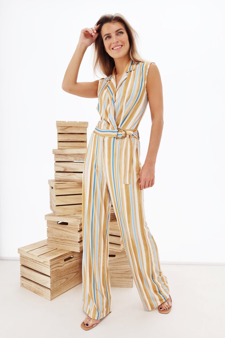 K-design - Gestreepte crossover jumpsuit (Y121) - What Els!