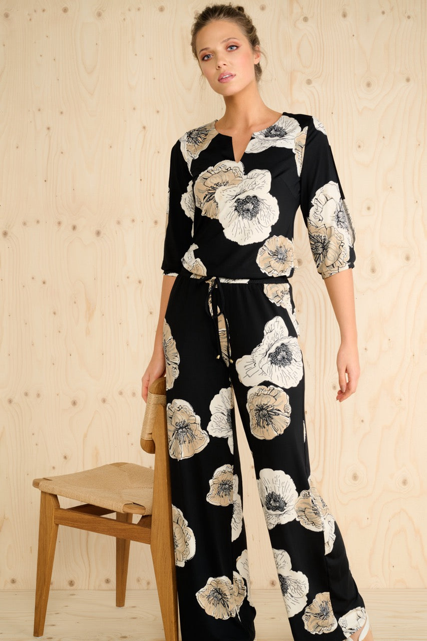 K-design - Jumpsuit met bloemenprint en V-hals (A107P908) - What Els!