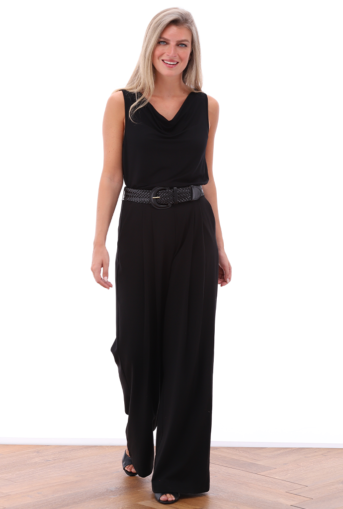 K-design - Off shoulder jumpsuit met bijpassende riem (A608Black)