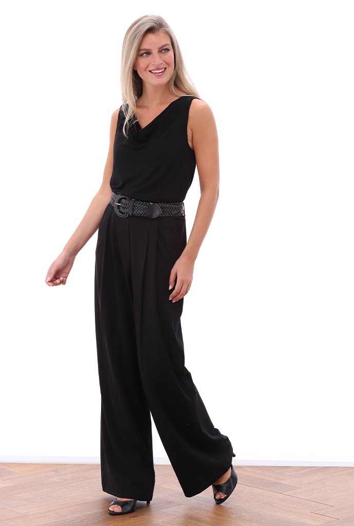 K-design - Off shoulder jumpsuit met bijpassende riem (A608Black)