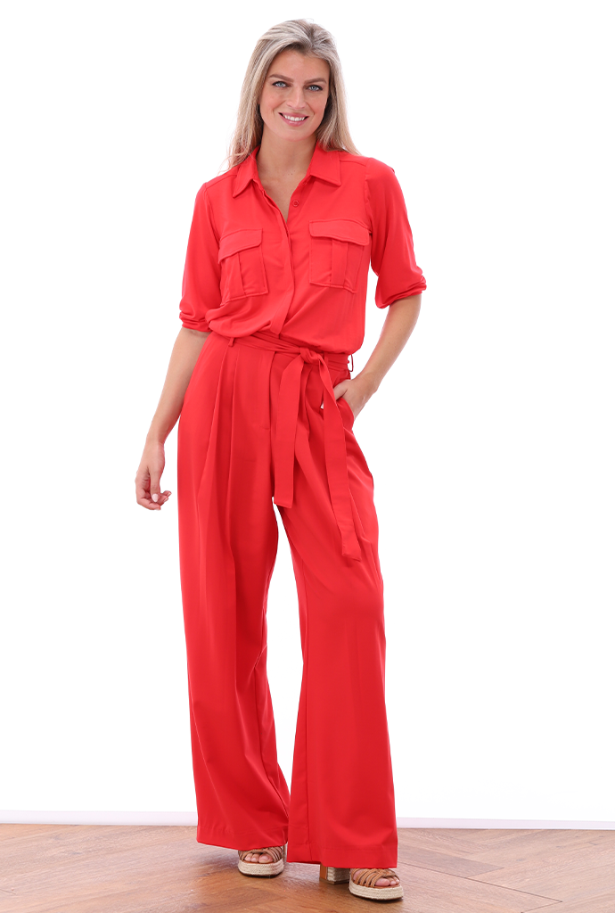 K-design - Jumpsuit met knopen, zakjes, plooien en stoffen riem (A609Lollipop)