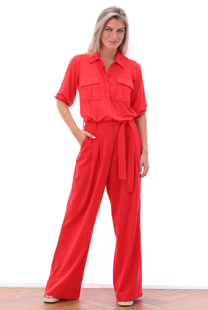 K-design - Jumpsuit met knopen, zakjes, plooien en stoffen riem (A609Lollipop)