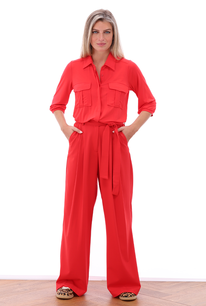K-design - Jumpsuit met knopen, zakjes, plooien en stoffen riem (A609Lollipop)