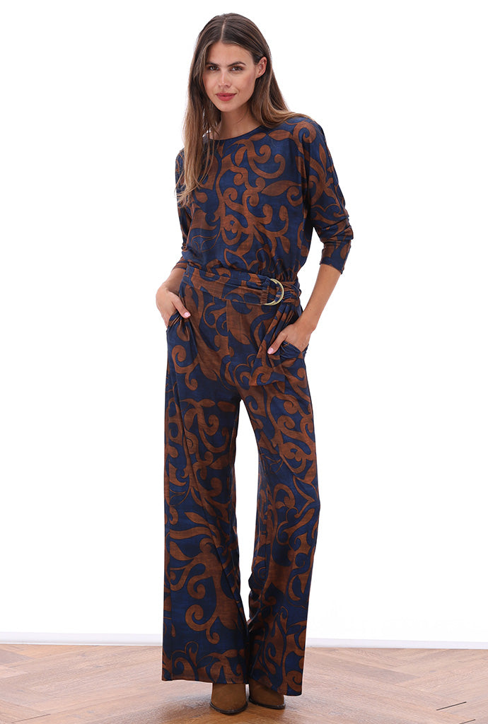 K-Design - Jumpsuit met design en stoffen riem (B313)