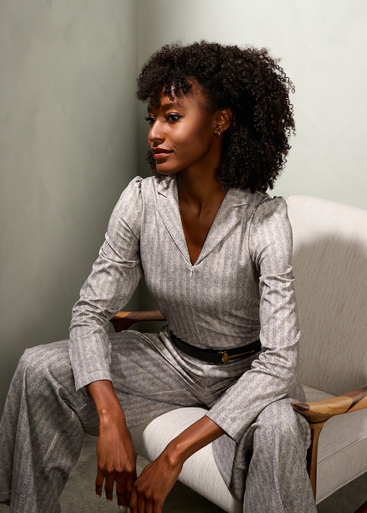 K-design - Jumpsuit met visgraat en bijpassende riem - What Els!