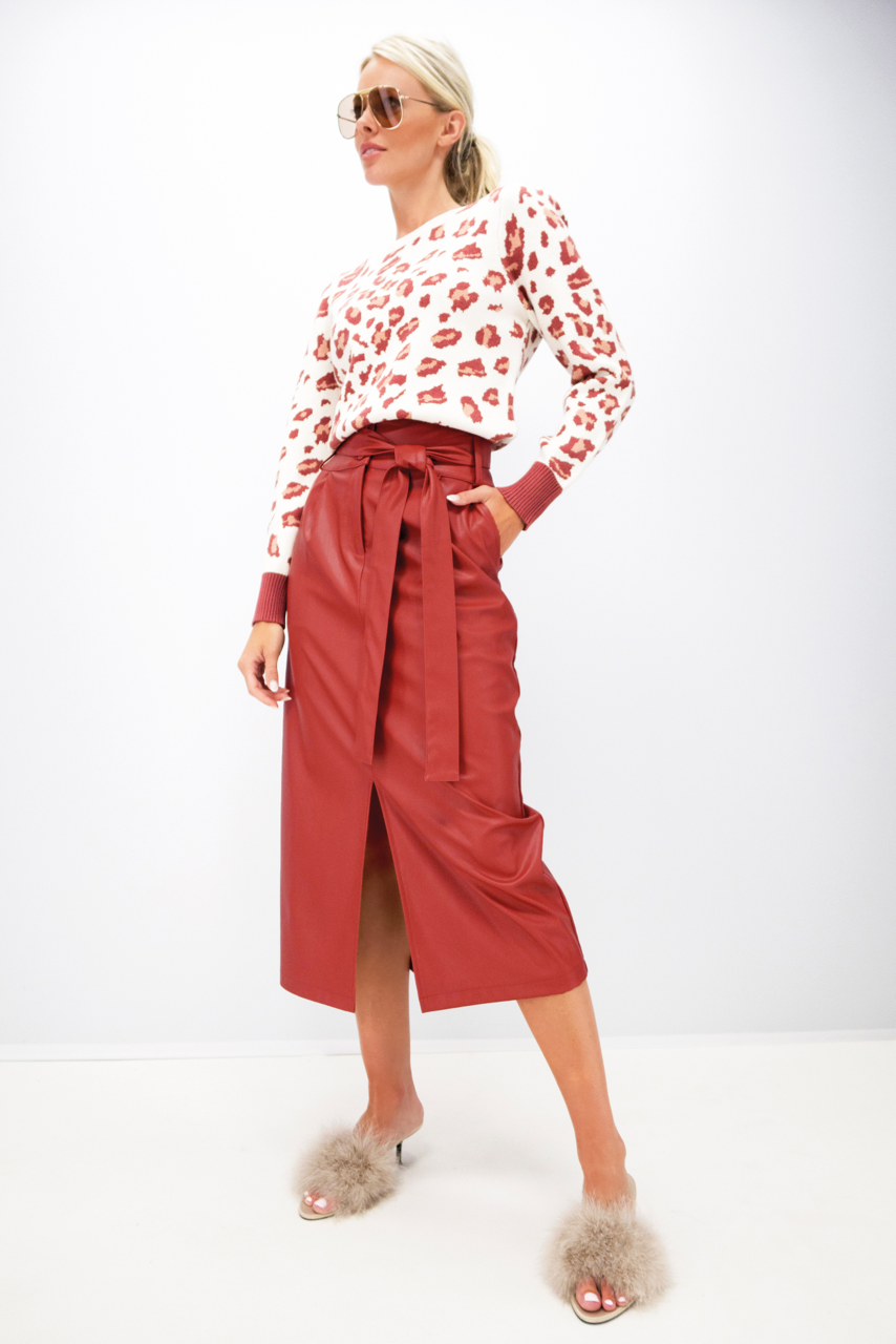 K-design - Vegan leather rok met split (X602) - What Els!