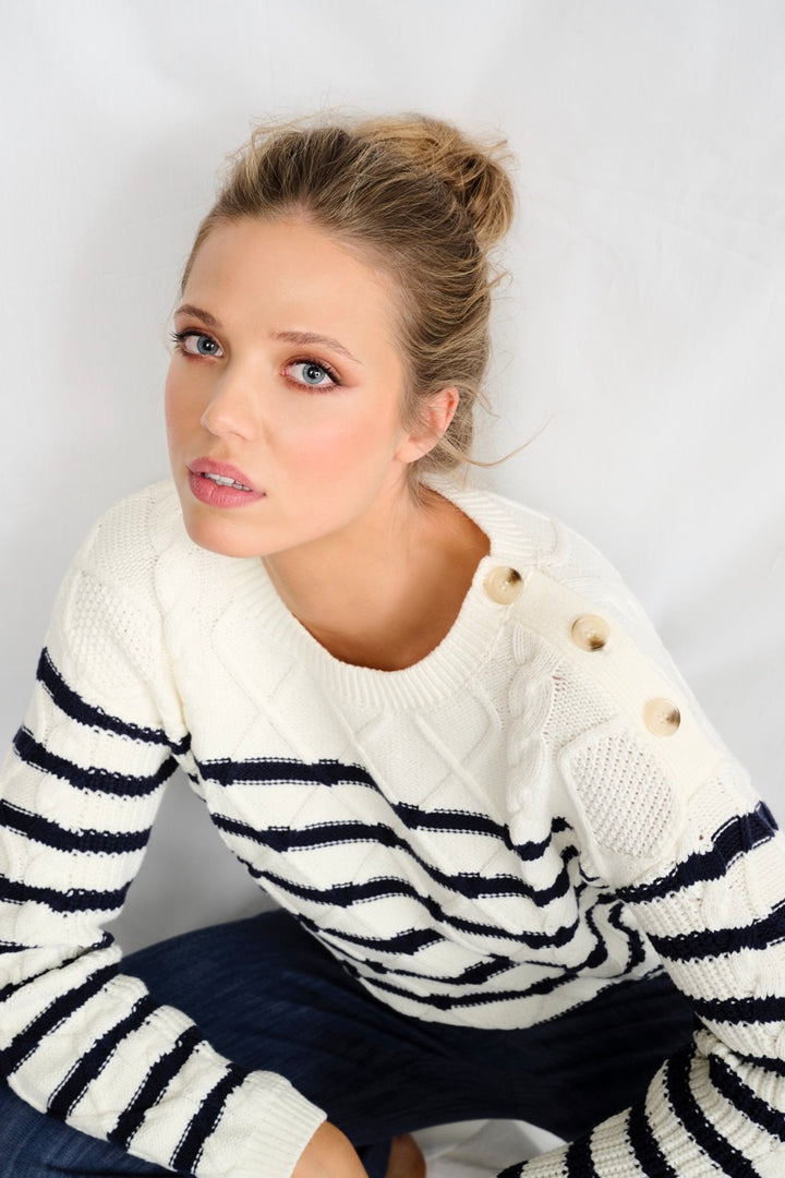 K-design - Pull in marine stijl (A800Ecru) - What Els!