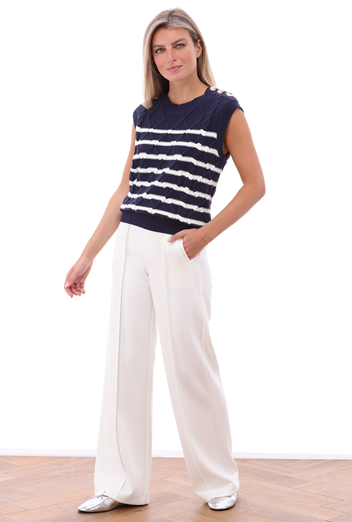 K-design - Broek met plooi (A703Ecru) - What Els!