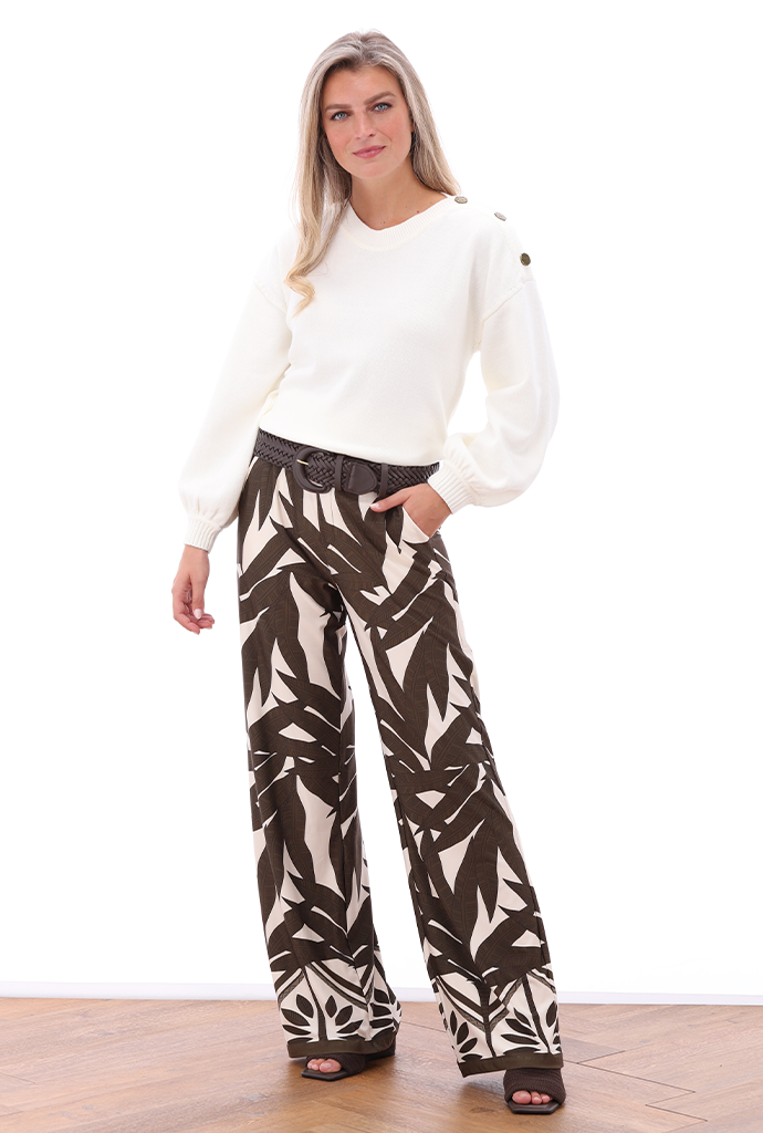 K-design - Broek met print en bijpassende riem (A111P910) - What Els!
