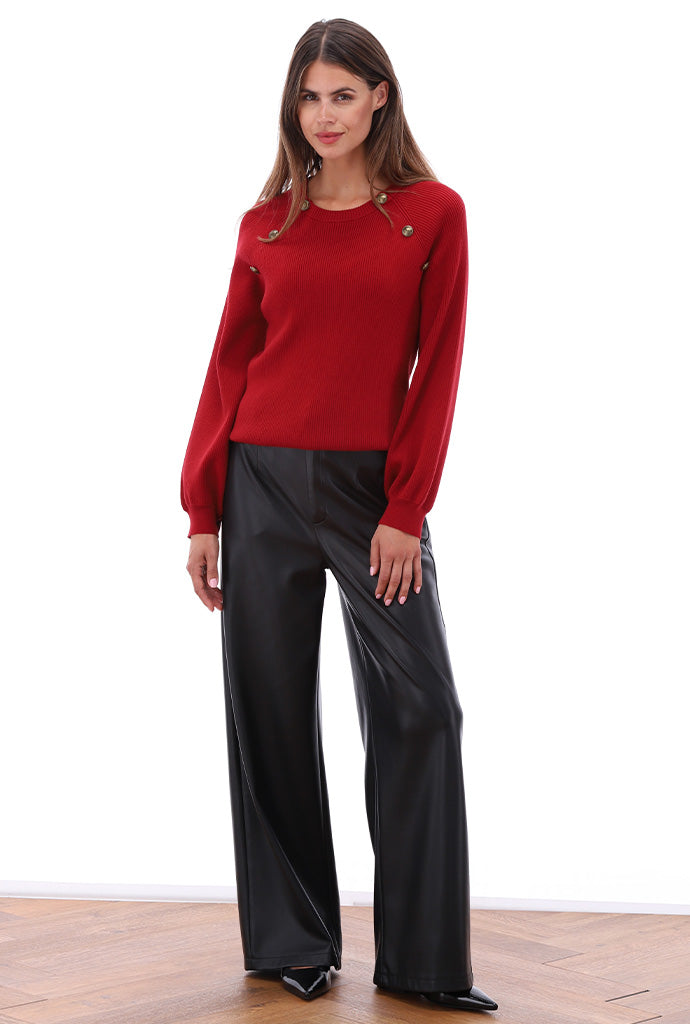 K-Design - Geribde pull met knopen (B871)
