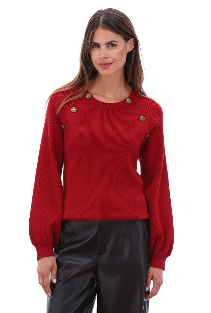 K-Design - Geribde pull met knopen (B871)