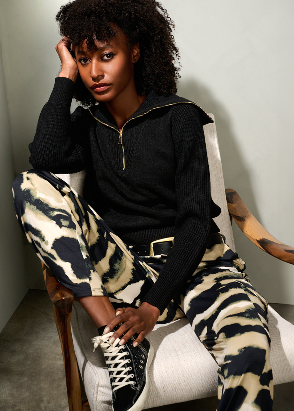 K-design - Broek met print, zakken en bijpassende riem - What Els!