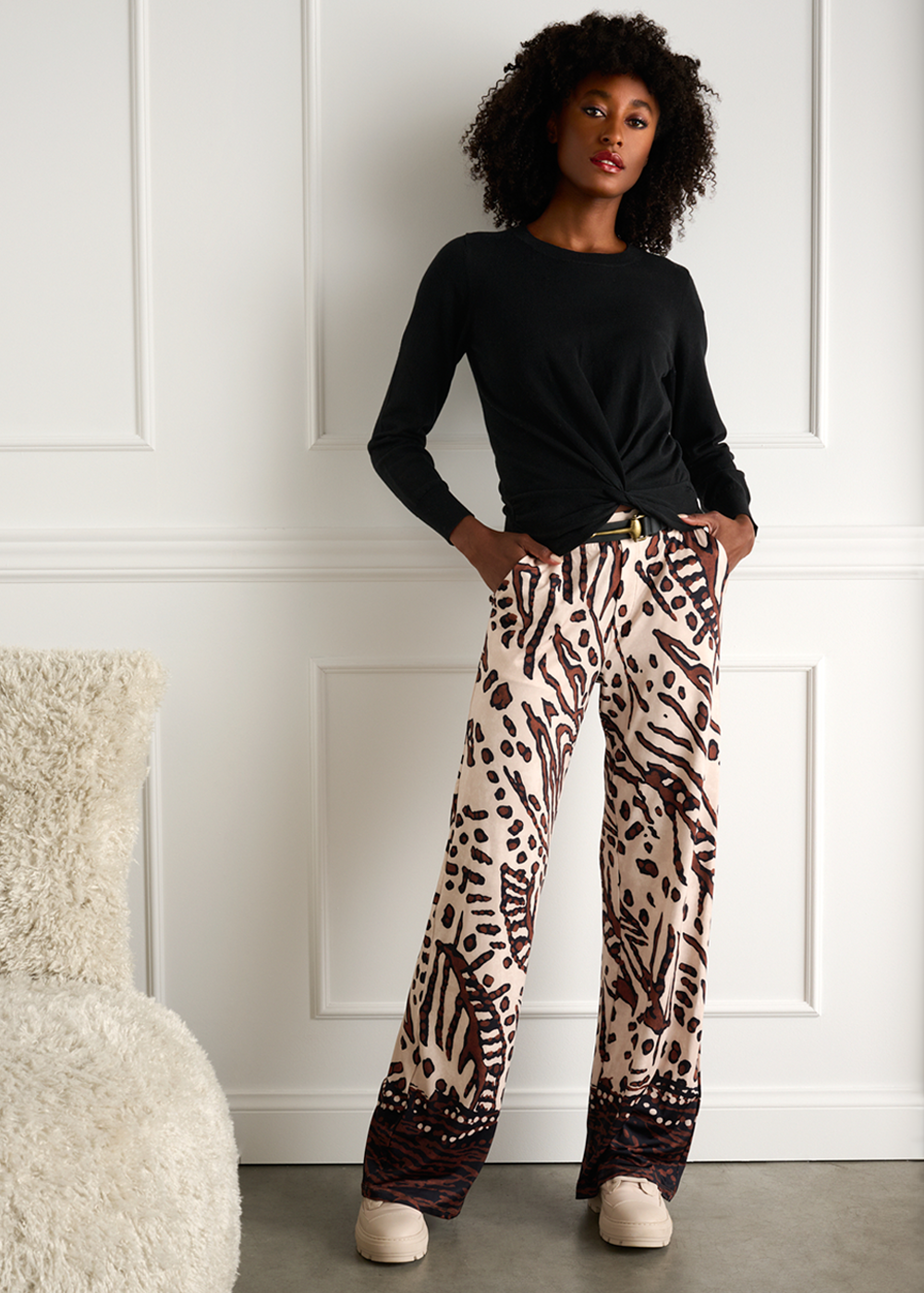 K-design - Broek met print en bijpassende riem - What Els!