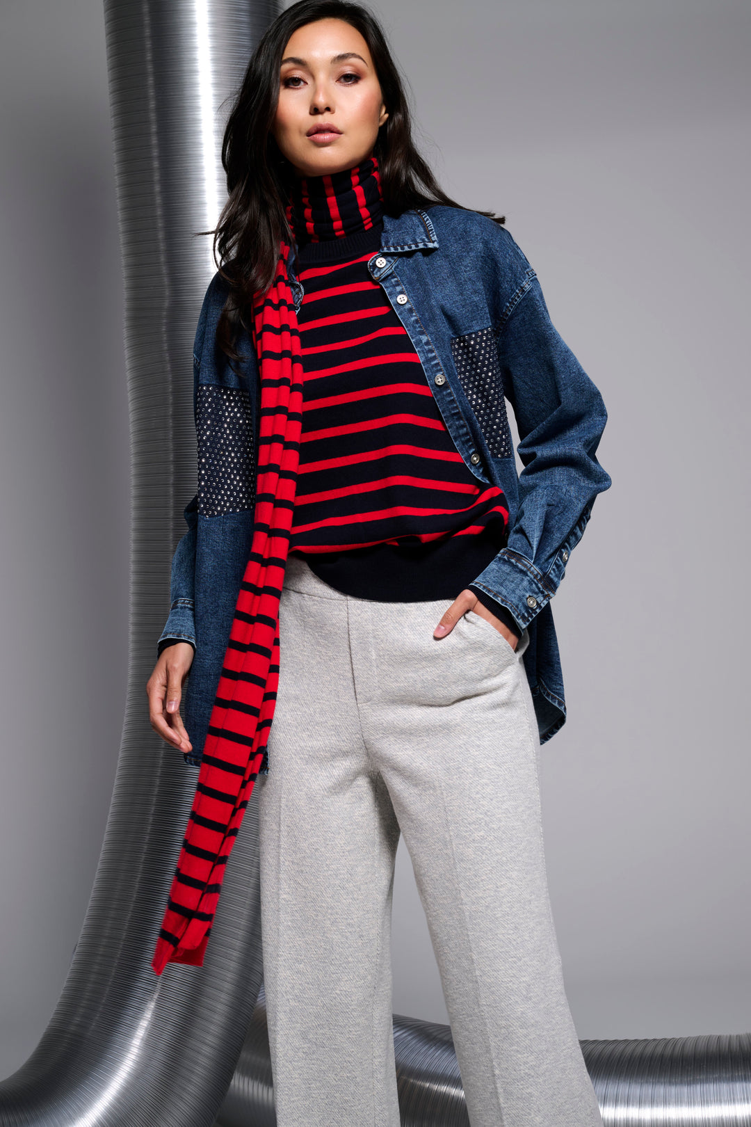 You're My Lobster — Jeanshemd met strass — publicity blue denim knit