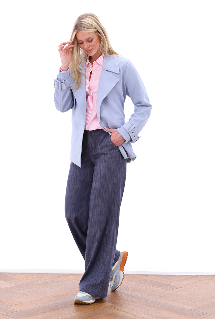 K-design - Gestreepte blouse met zakje (A756Pink stripe mix) - What Els!