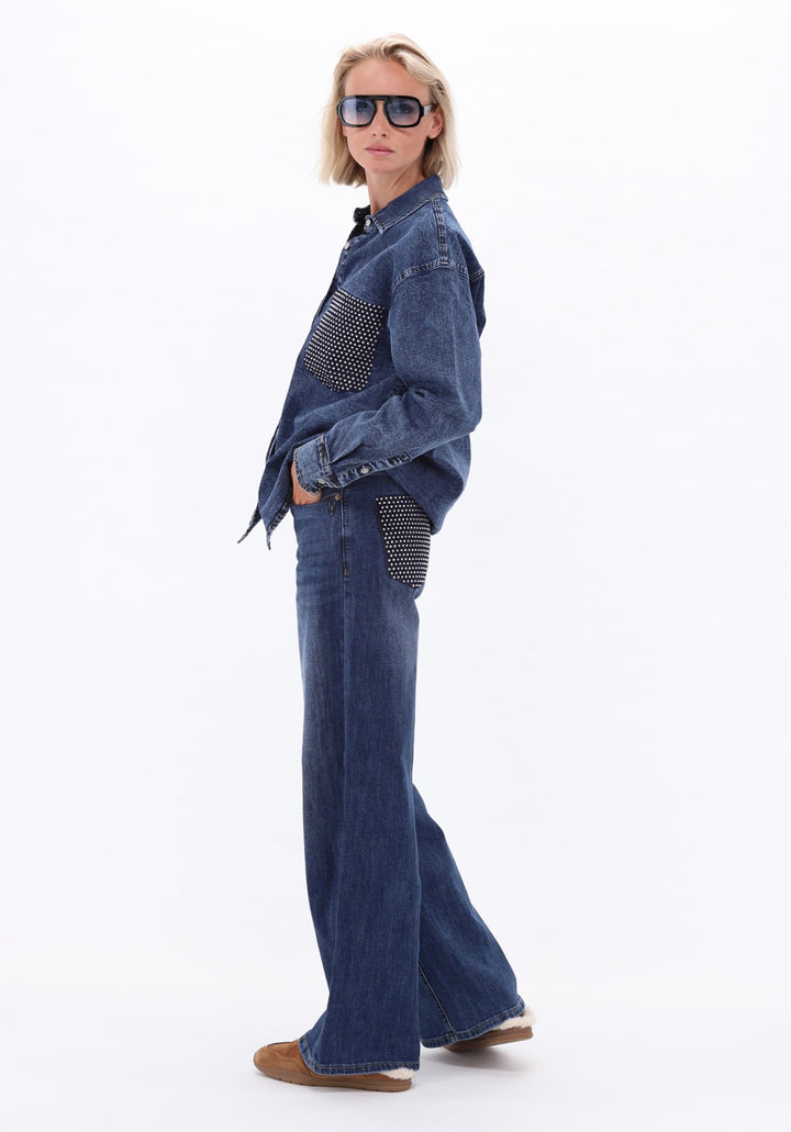 You're My Lobster — Jeanshemd met strass publicity Blue denim