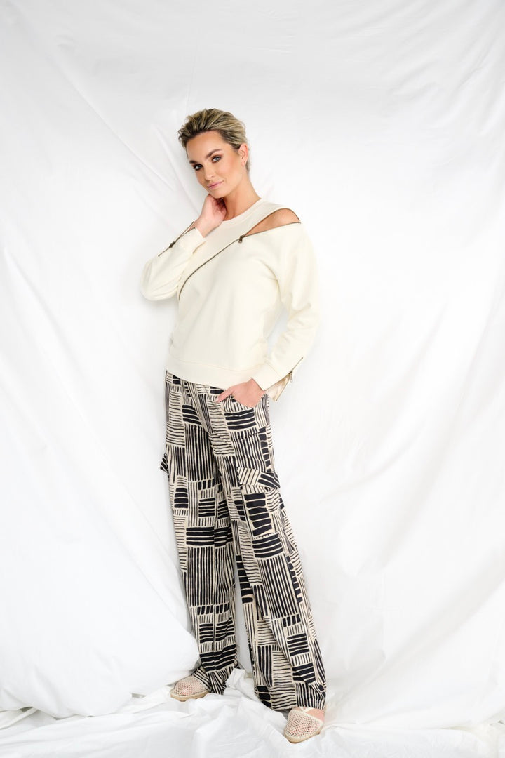 K-design - Cargo broek met print en trekkoord (A340P957) - What Els!