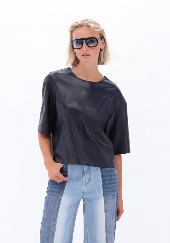 You're My Lobster — Top in lederlook met rits publicity Dark Blue