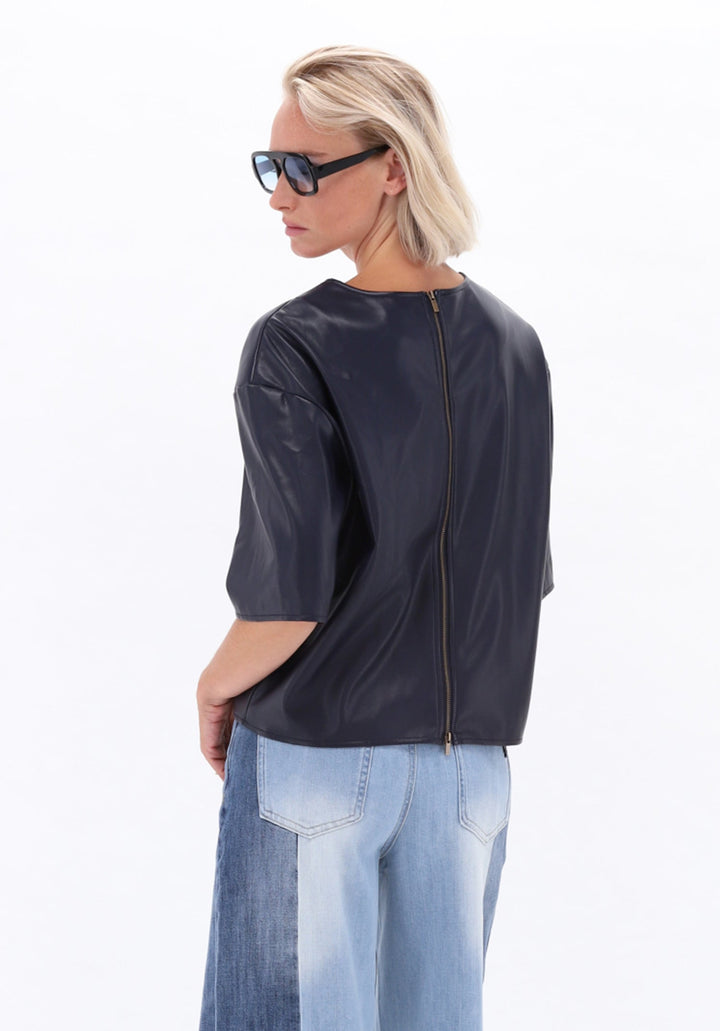 You're My Lobster — Top in lederlook met rits publicity Dark Blue