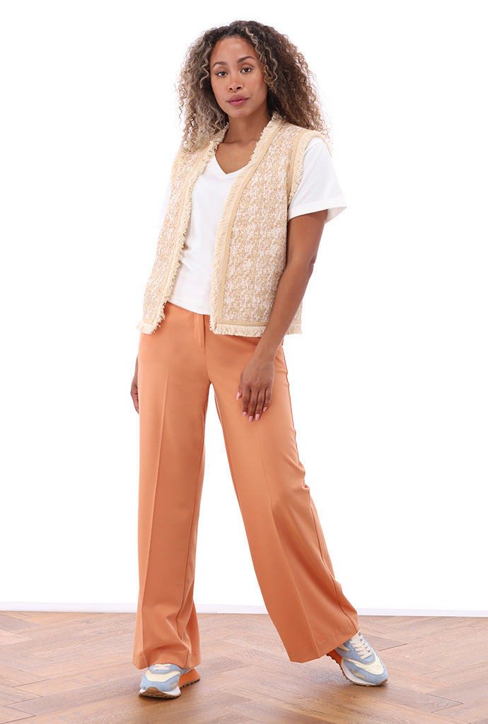 K-design - Effen broek met rits (A601Coral gold) - What Els!