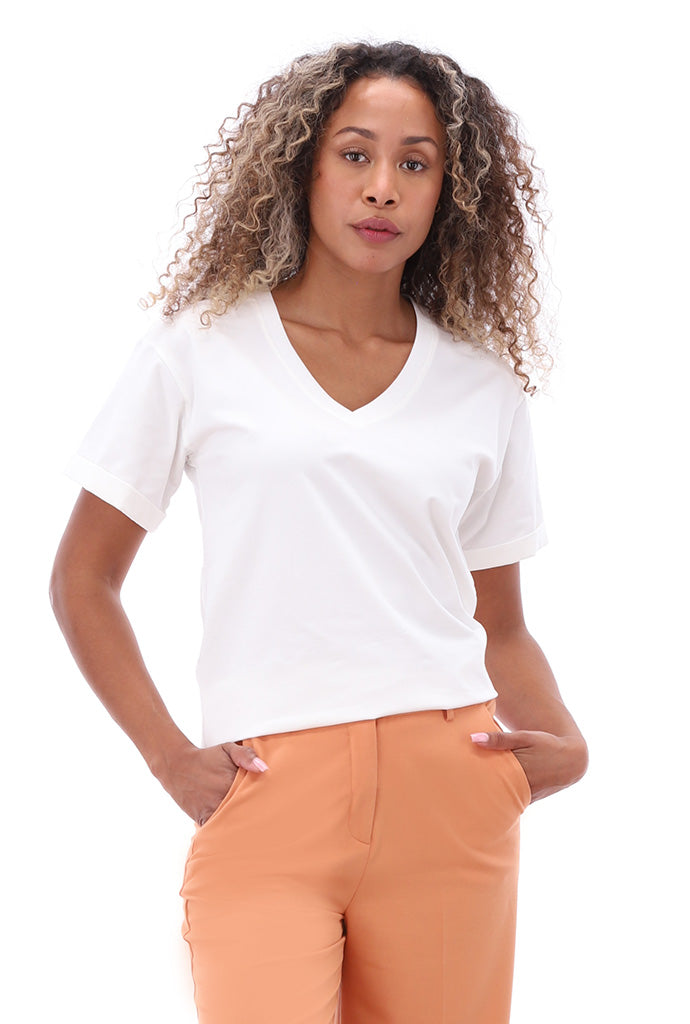 K-design - Effen broek met rits (A601Coral gold) - What Els!