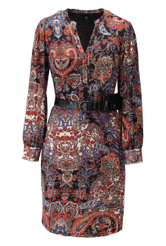 K-design - Mini dress met paisley print en bijpassende riem met heuptasje (X104) - What Els!