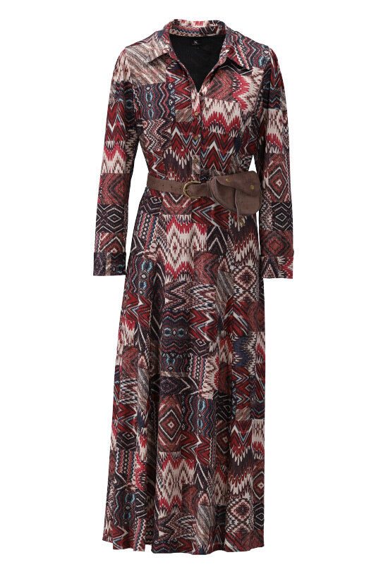 K-design - Maxi dress met boho print en bijpassende zadelriem met heuptasje (X112) - What Els!