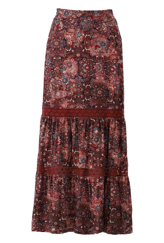 K-design - Rok met boho print en gehaakte stukken (X116) - What Els!