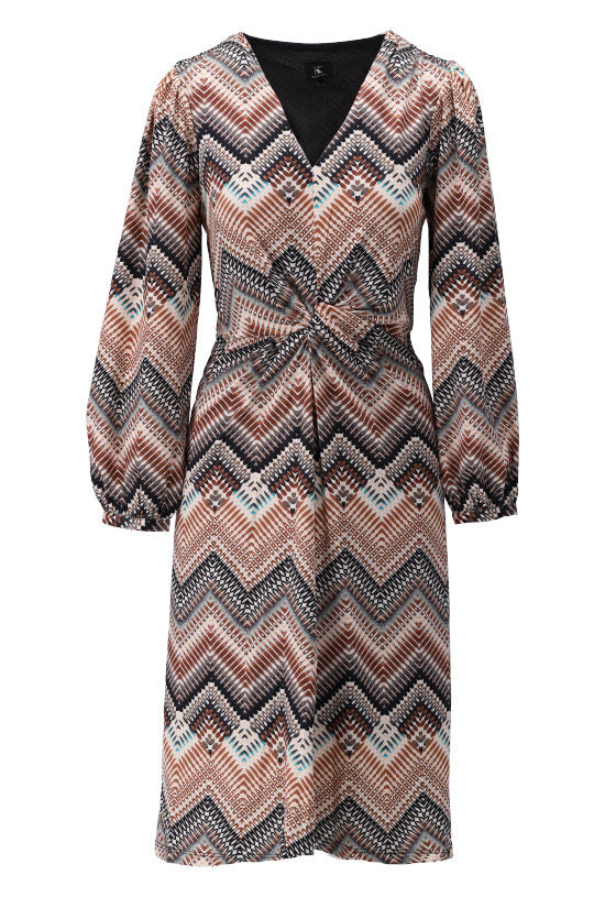 K-design - Midi dress met print en V-hals (X124) - What Els!