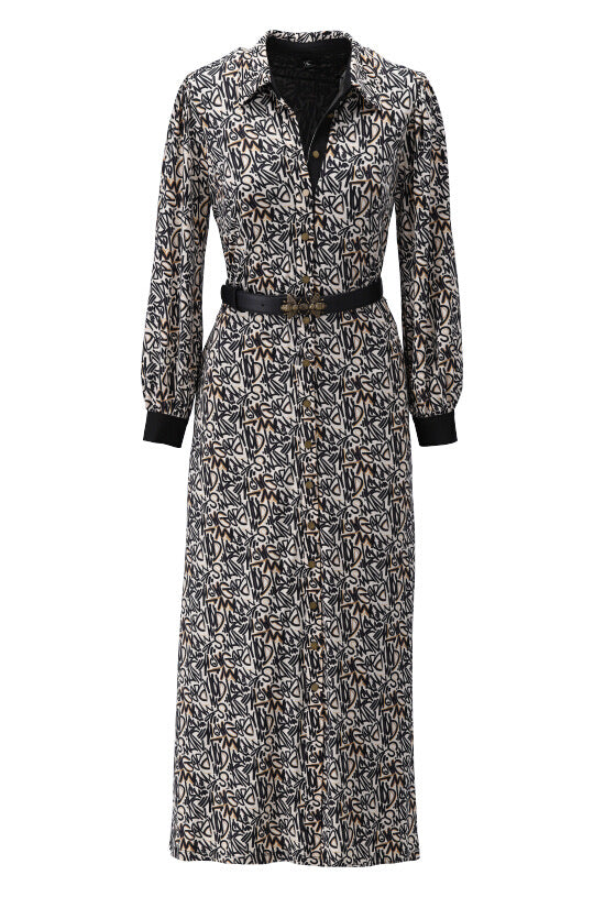 K-design - Maxi dress met tekstprint en bijpassende riem (X131) - What Els!