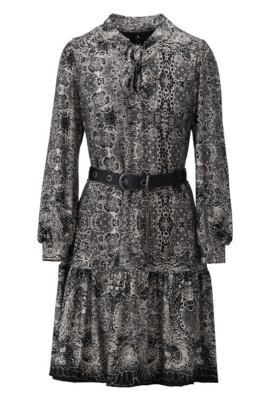 K-design - Mini dress met print en bijpassende riem (X201) - What Els!