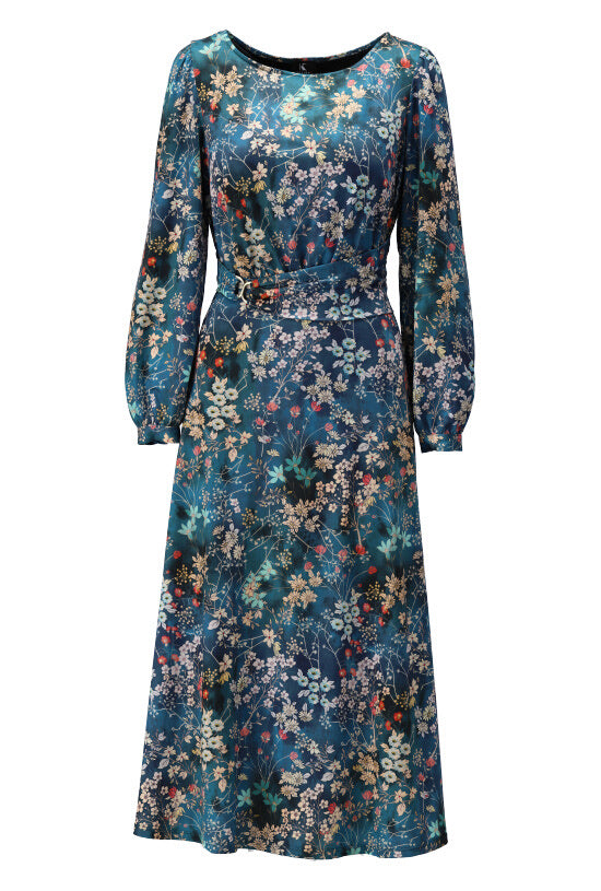 K-design - Maxi dress met verenprint en vaste riem (X325) - What Els!