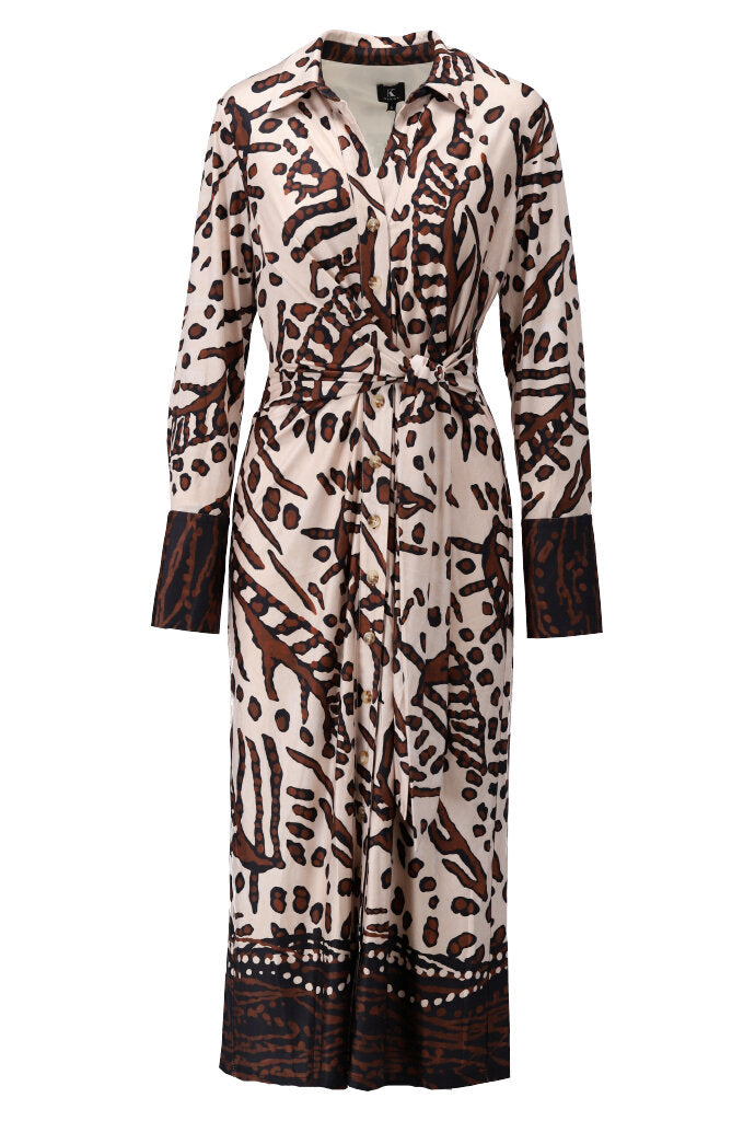 K-design - Maxi dress met print, knopen en vast striklint - What Els!