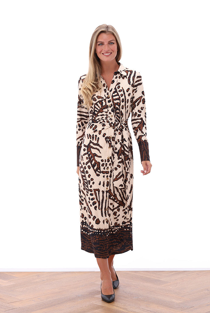 K-design - Maxi dress met print, knopen en vast striklint - What Els!