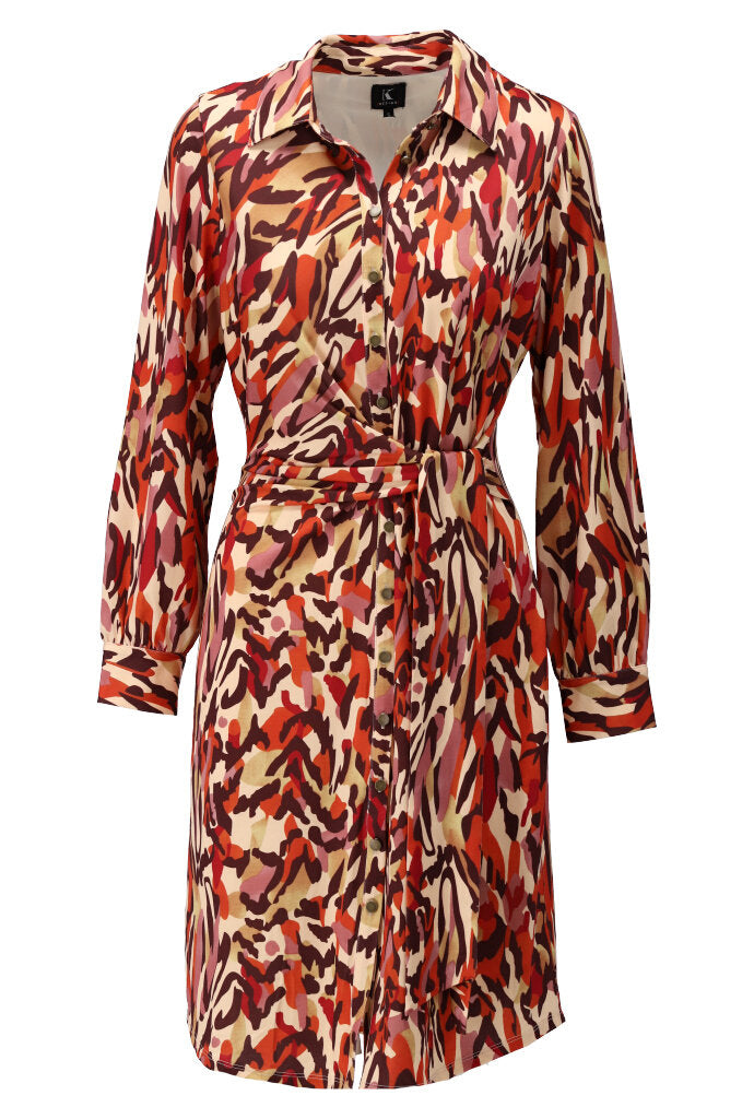 K-design - Mini dress met print, knopen en vast striklint - What Els!