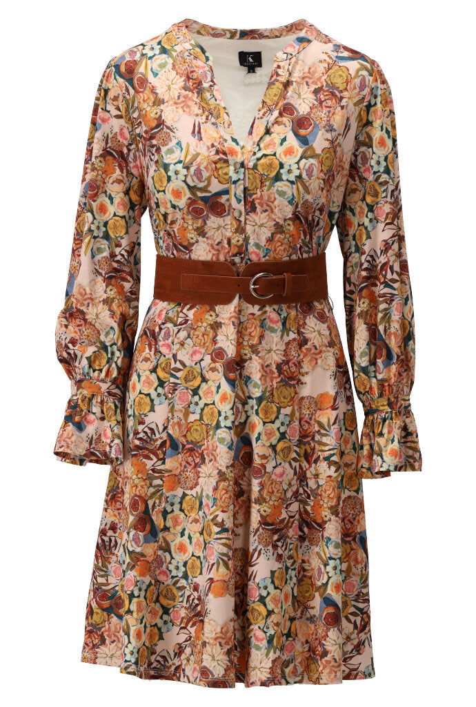 K-design - Mini dress met print en bijpassende riem - What Els!