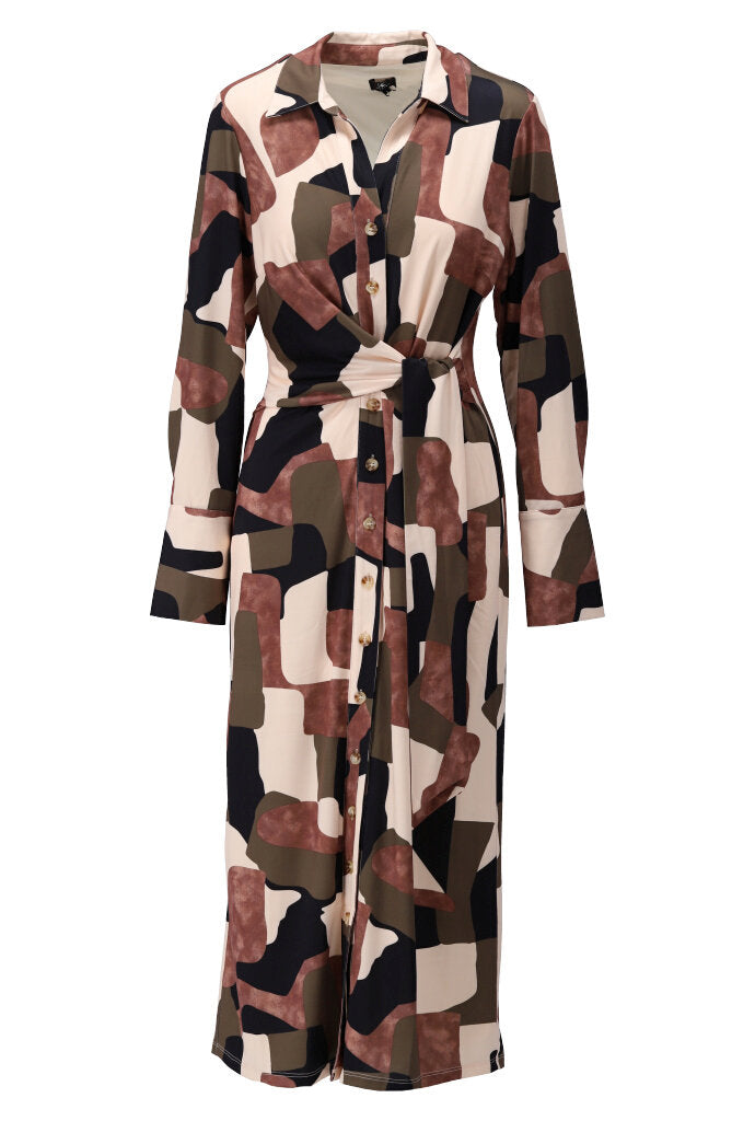 K-design - Maxi dress met print, knopen en vast striklint - What Els!
