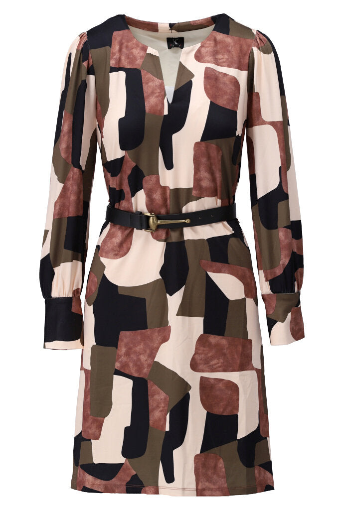 K-design - Mini dress met print en bijpassende riem - What Els!